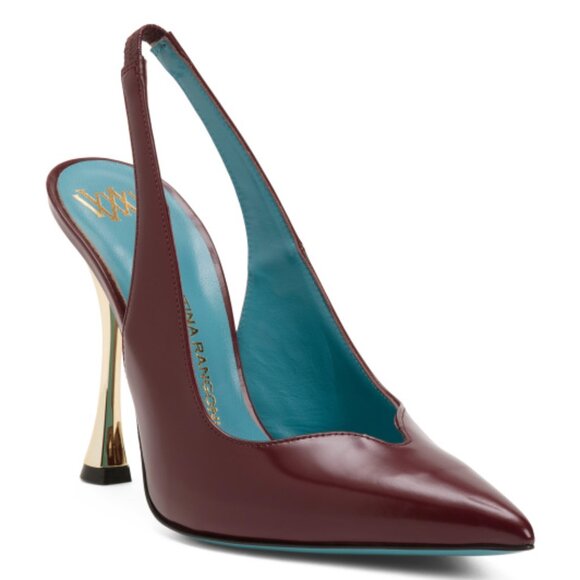 VALENTINA RANGONI Made In Italy Leather Single Hi Slingback Pumps - Picture 1 of 3